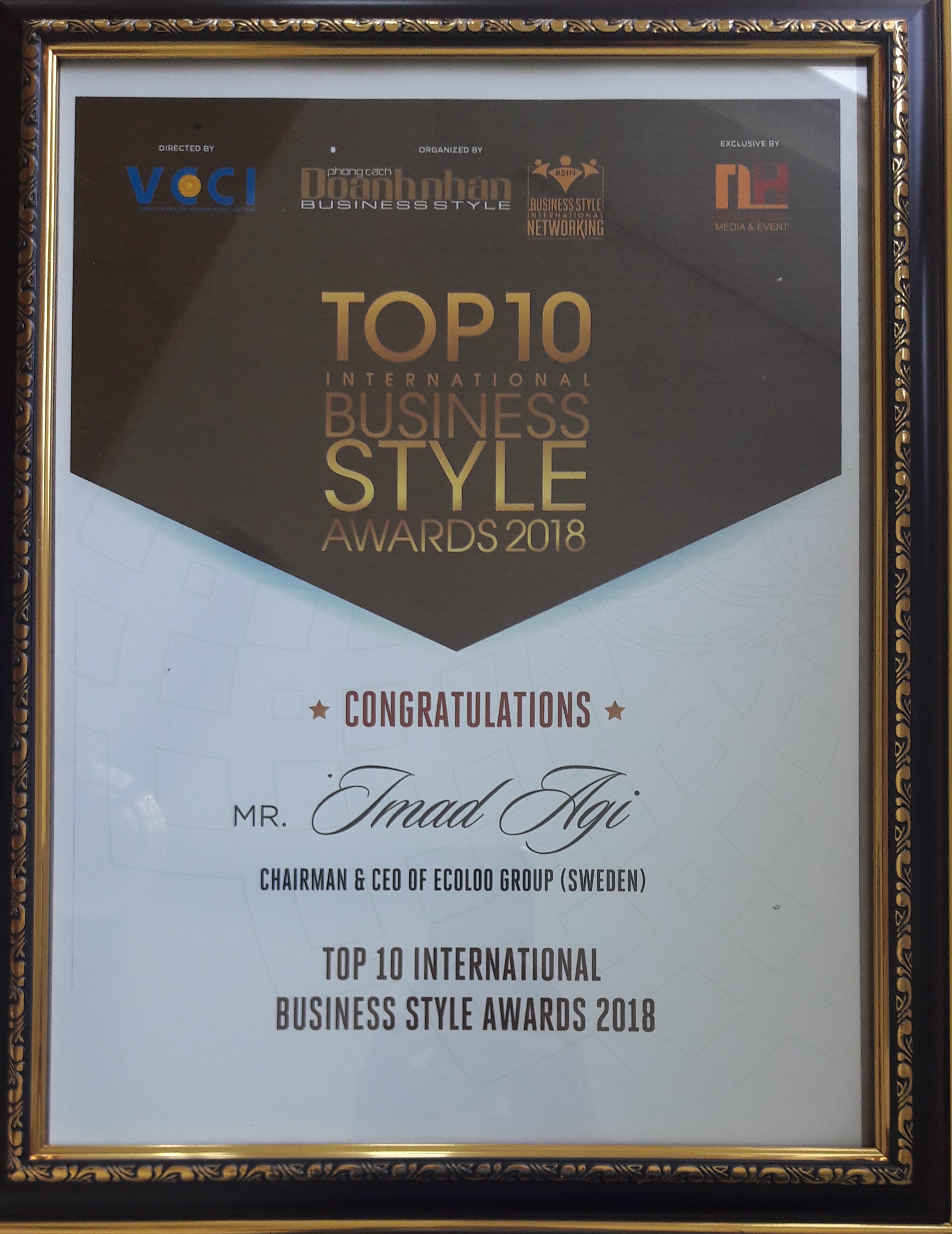 ECOLOO Award: Top 10 International Business Style Award